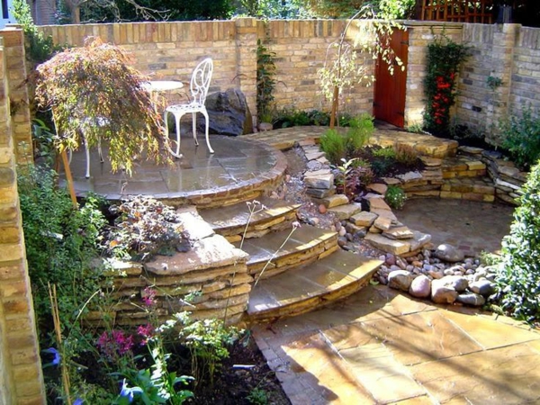 κήπο τρία σκαλιά πέτρινο καθιστικό
