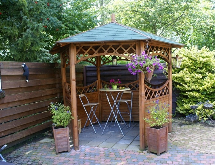 idées de conception de jardin gazebo avec mobilier de patio fonctionnel