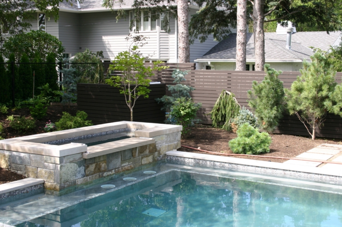 zahradní nápady moderní zahrada bazén rostlin