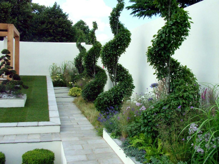 Zahradní design nápady rostliny pergola zahradní desky
