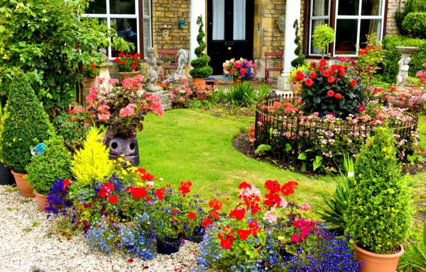 градински идеи градинарство градина цветя здравец боклук камъчета