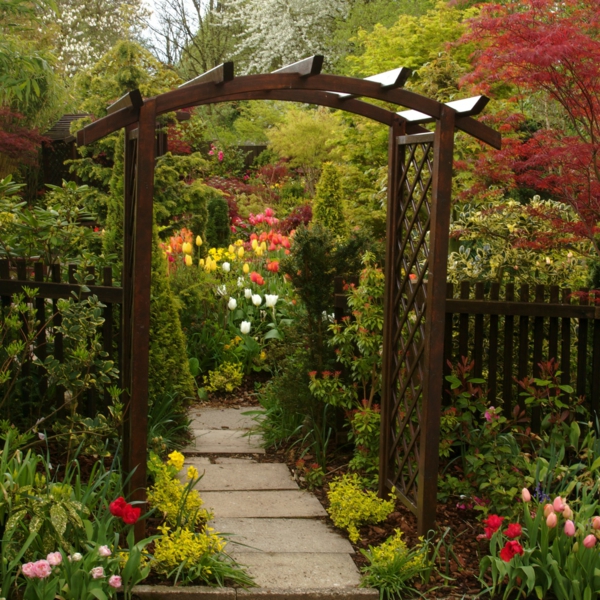 κήπος ιδέες κήπος εξωραϊσμός πέργκολα ξύλο τριαντάφυλλο αψίδα κήπος περίφραξη φράχτη