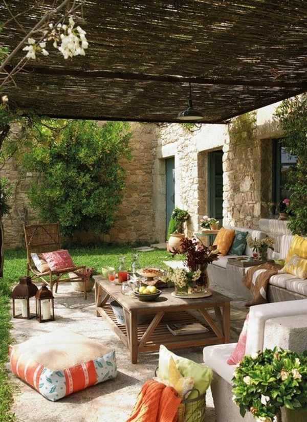 κήπος ιδέες patio έπιπλα εξωτερικού χώρου έπιπλα καθισμάτων καναπέδες μεταλλικά φανάρια