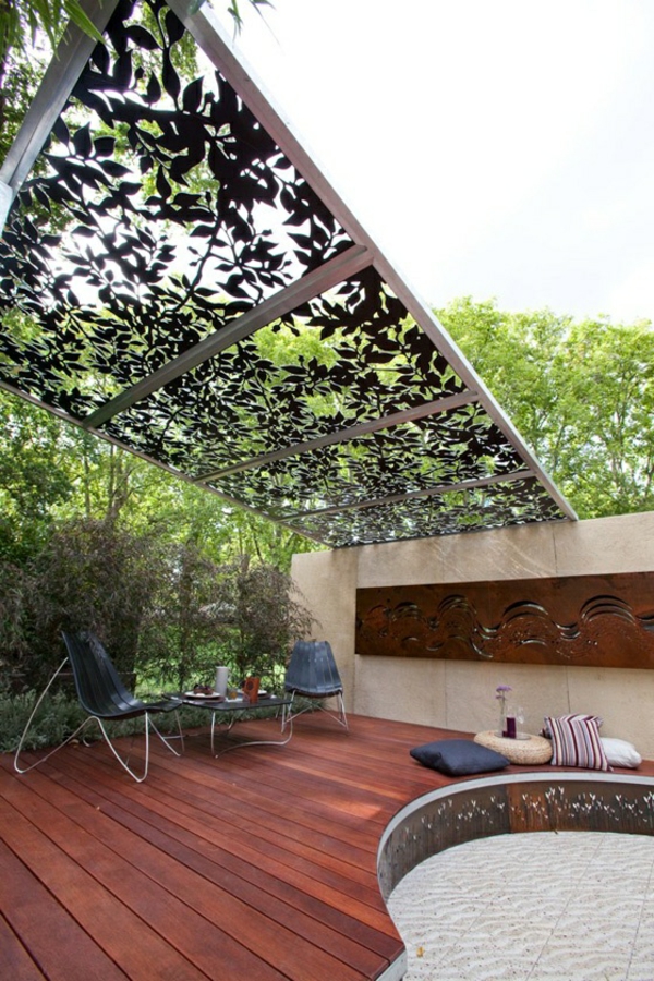 garden pergola of metal terrace design decking