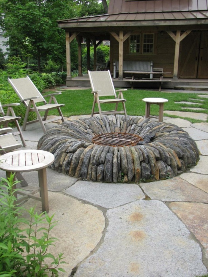 salon de jardin design de jardin créatif avec cheminée