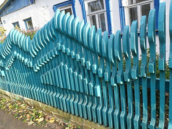 clôture de jardin frontières idée design bleu bois