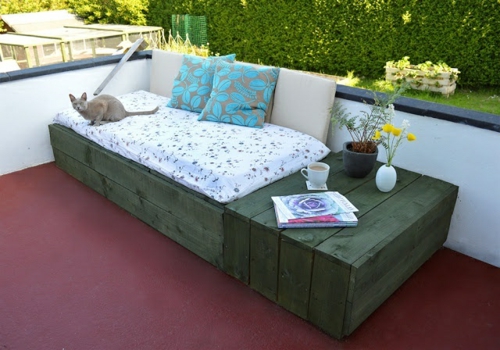 Πάγκος κήπου DIY άνοιξη σχεδιασμό ξύλινο μεταλλικό μαξιλάρι