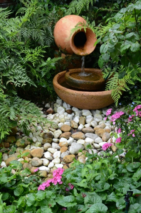 花园喷泉自己制作陶壶