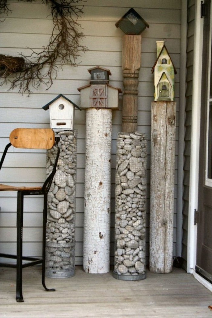 градинска декорация dinker естествени материали дърво и камък използват за творчески DIY проекти