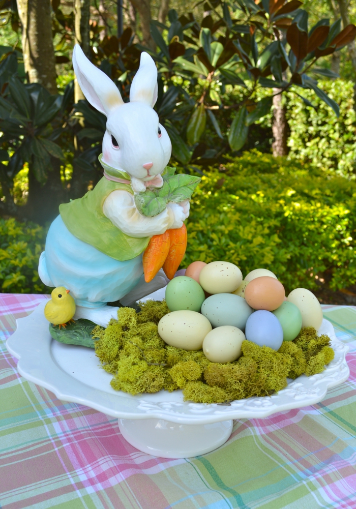 gartendeko ιδέες εορταστική διακόσμηση πίνακα Πάσχα πασχαλινά αυγά πασχαλινό λαγουδάκι