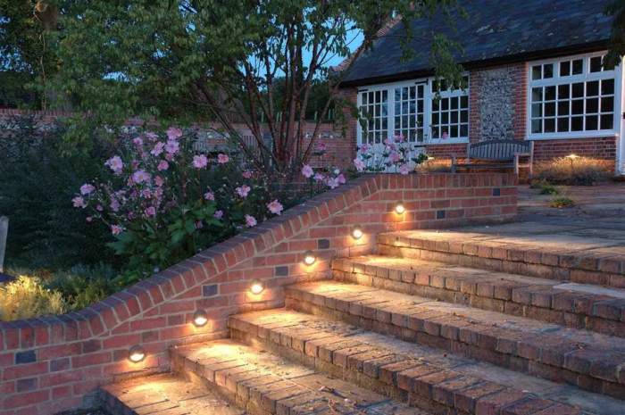 ιδέες διακόσμησης κήπου ιδέες κηπουρικής φωτισμό κήπου σκάλα