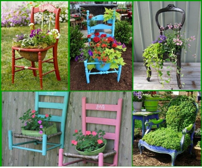 puutarhanhoito vanhat puiset tuolit Upcycling puutarhanhoito ideoita