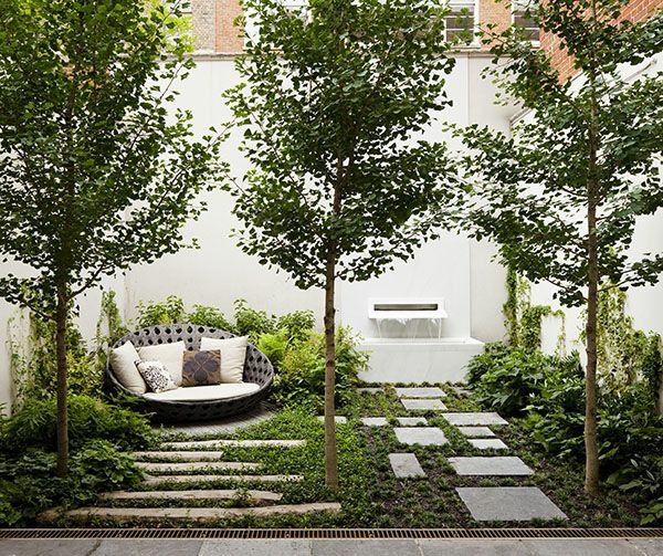 أفكار الحدائق البستنة مع الحجارة أريكة
