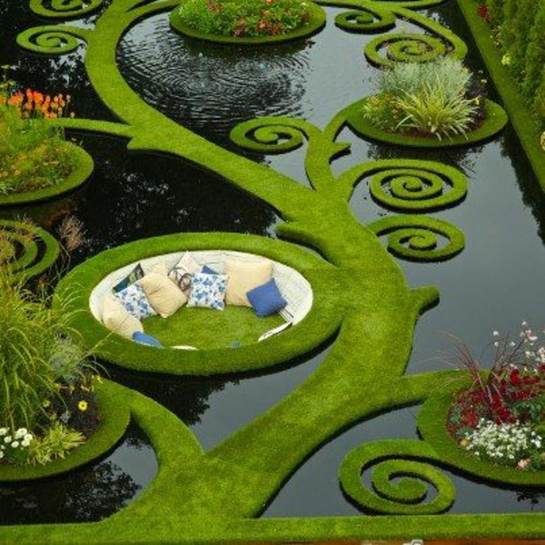 园艺的例子园艺观念与石头水池塘