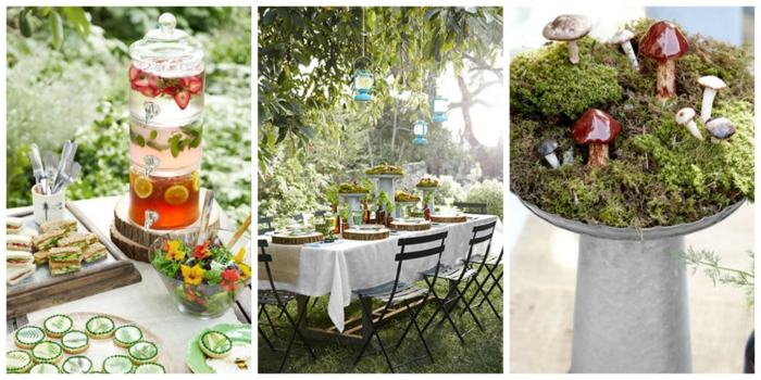 puutarhanhoito puutarhan juhlatilaisuus sisustus kesäjuhla ideoita pöytäkoriste