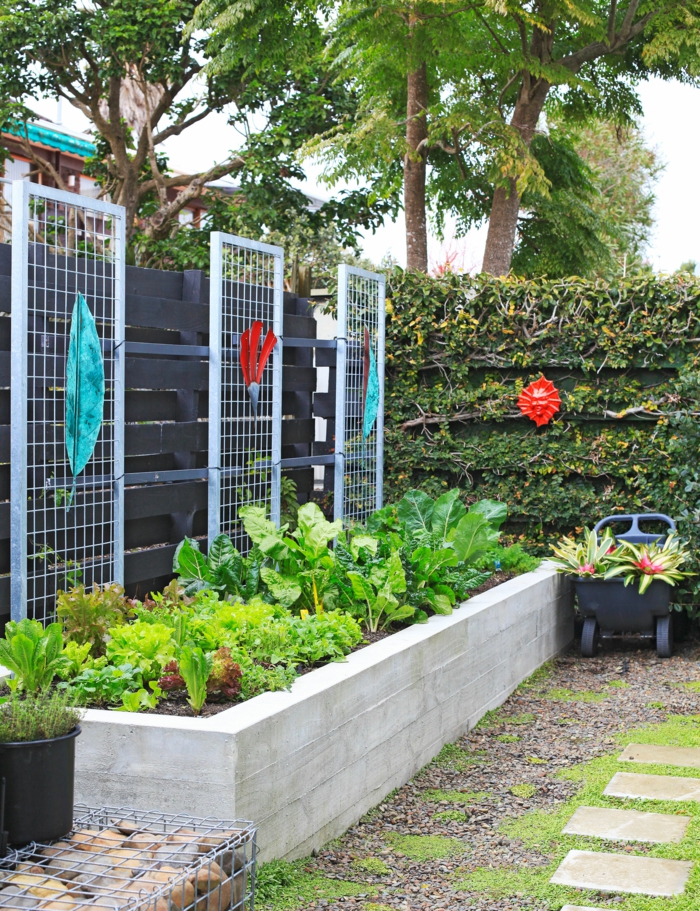 jardin conception arrière-cour mode parterres clôture de jardin