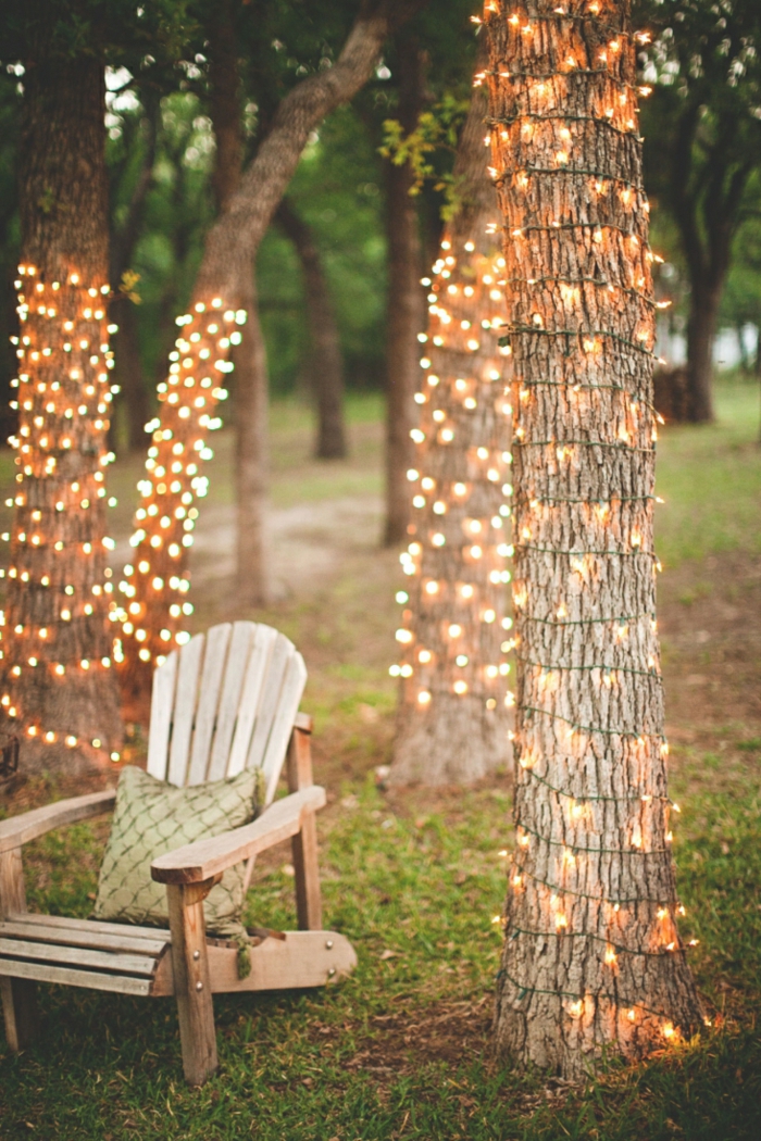 idées de jardinage décoration des arbres de lumières de fées décoration