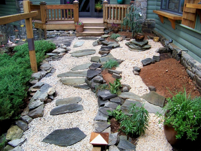 градинарство с камъни камъчета засаждане красиви идеи градина