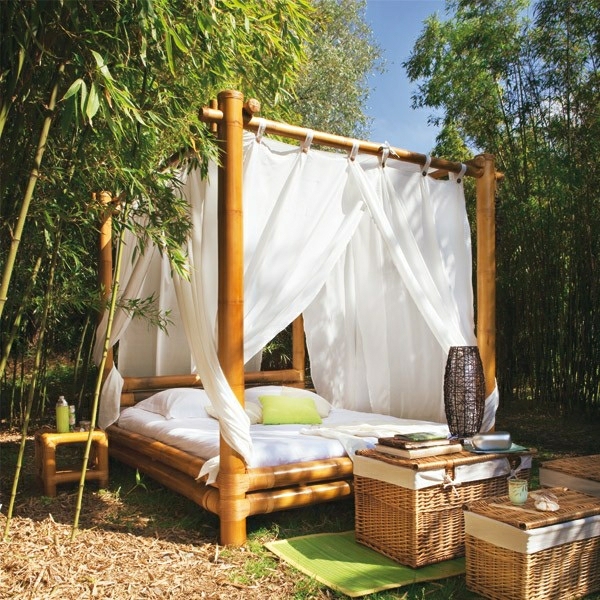 jardinage patio bambou lit meubles de jardin