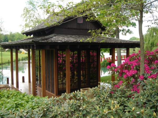 花园房子的想法亚洲湖夏季日本华丽