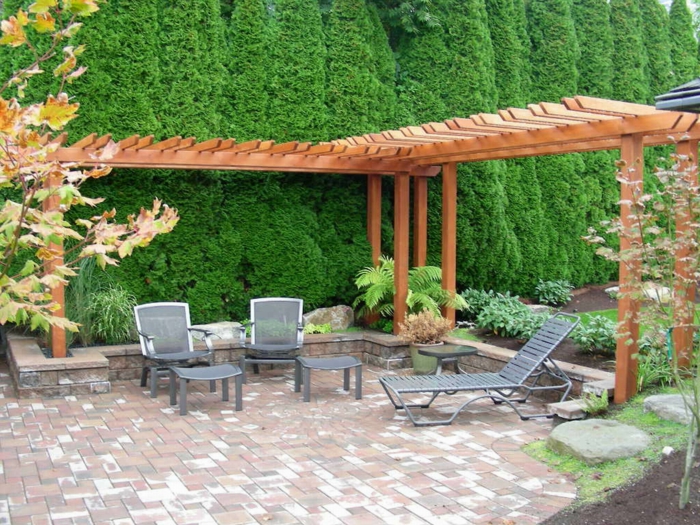 ιδέες κήπου πέργκολα κήπο κήπο ξαπλώστρες κήπο καρέκλες πλακάκια δαπέδου