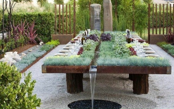 градинско обзавеждане градинска маса, за да засадите себе си дървена вода маса за хранене