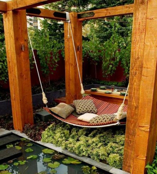 Jardin vous balancer vous-même construire lounger oreiller corde