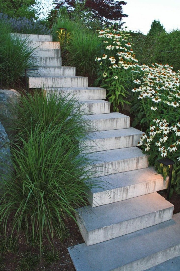 μοντέρνο σχεδιασμό κήπου κήπο σκάλα υπαίθρια σκάλες βότανα μπλοκ μπετόν