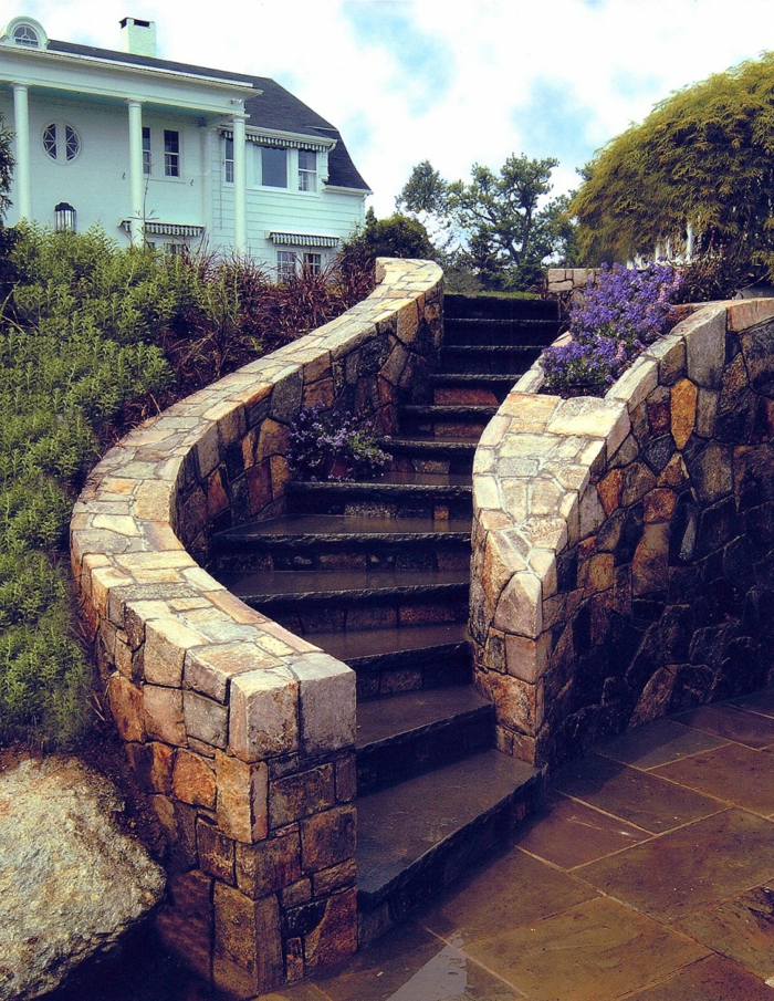 现代园林设计花园楼梯外部楼梯优雅牢固
