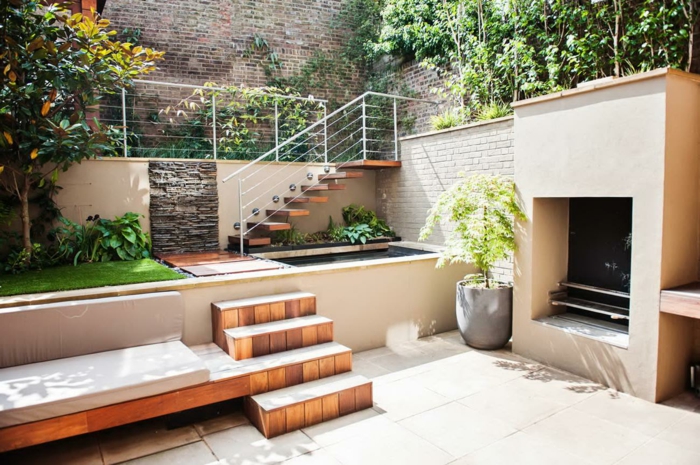 现代花园花园楼梯户外楼梯草药小房子