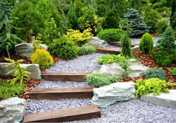 tuin trap bouwen van steen hout landschapsarchitectuur tuin hout grind