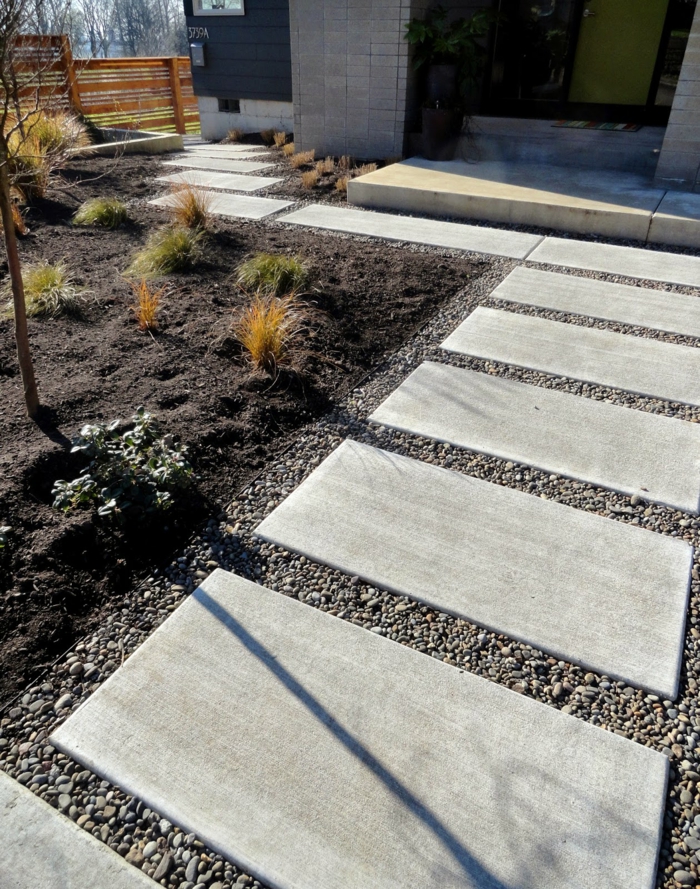 花园小径设计人行道砾石砾石现代园艺的想法