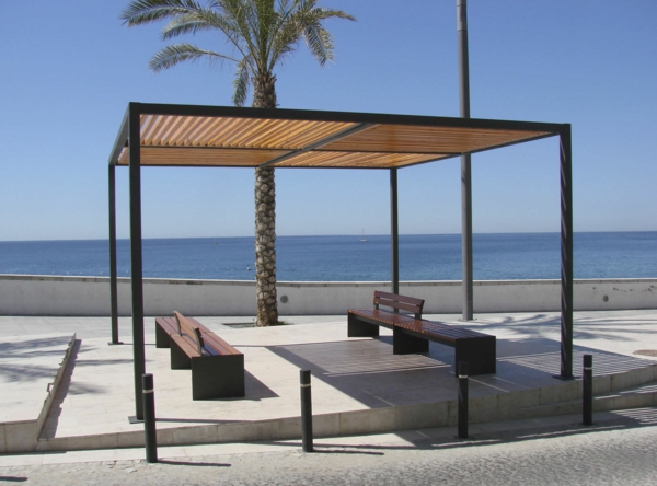 gazebo gazebo pergola metal sunshade shade dispenser wooden bench