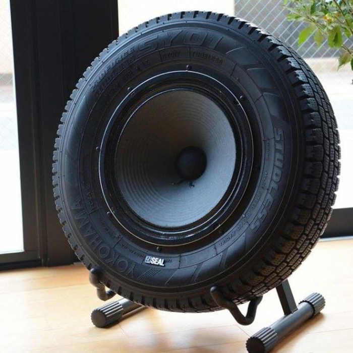 used car tires round bass speaker