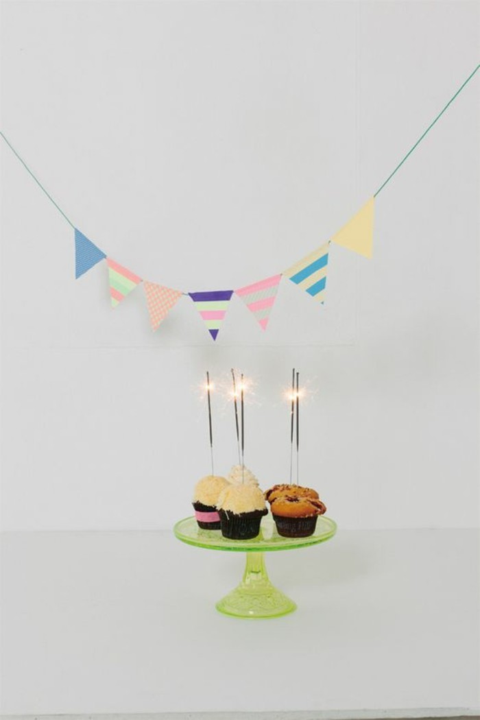 guirlande de décoration de fête d'anniversaire de washi bandes cupcakes sparklers