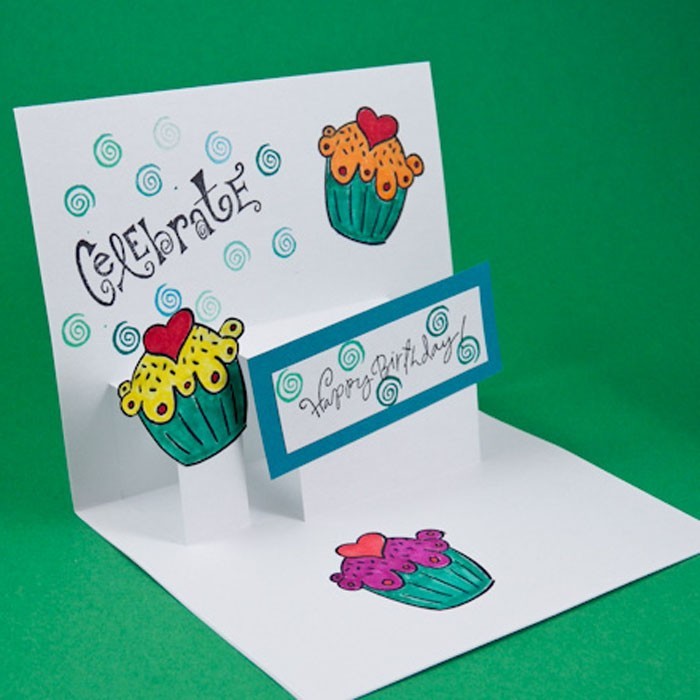 faire la carte d'anniversaire vous-même pop up tutoriel printemps décoration timbre faites-vous carte design6