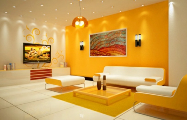 黄色墙壁油漆想法墙壁设计客厅颜色设计