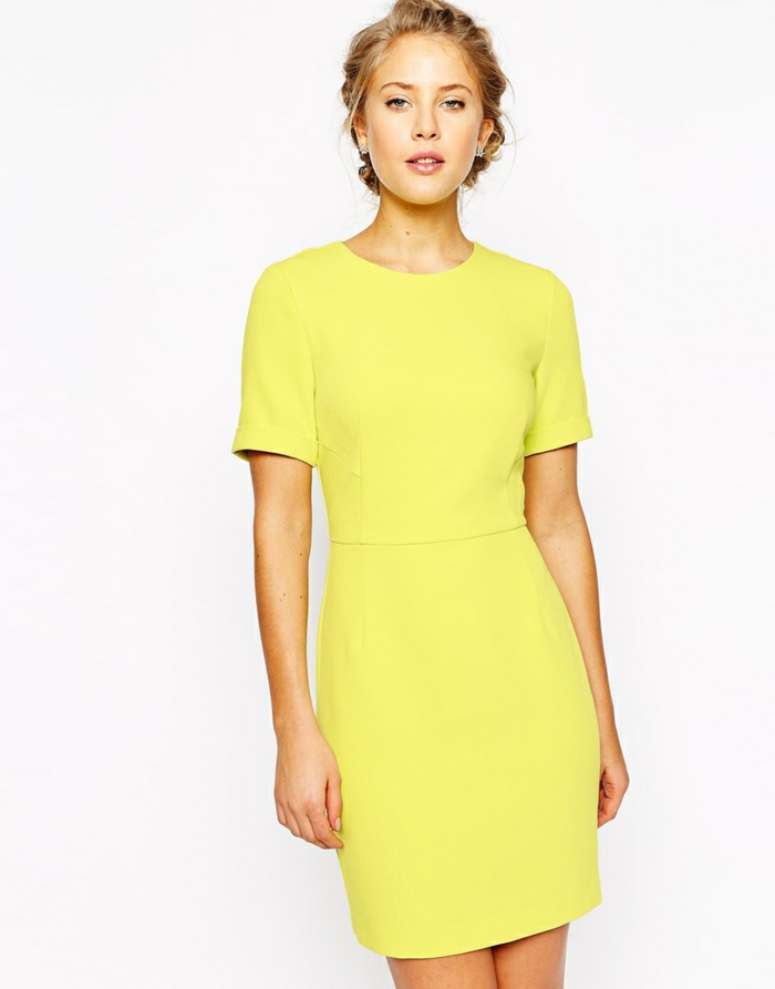gele jurk zakelijke jurken eenvoudige ontwerp damesmode