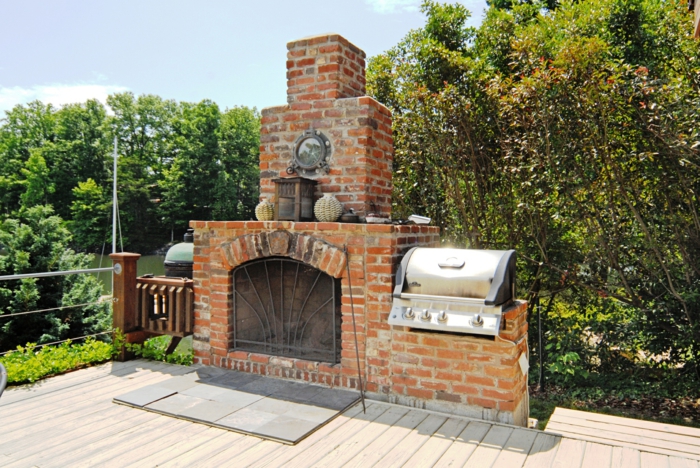 砖烧烤花园壁炉diy花园