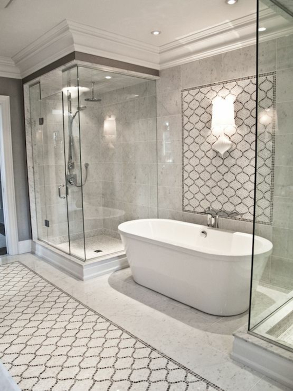 geometric figures shower cabins freestanding tub