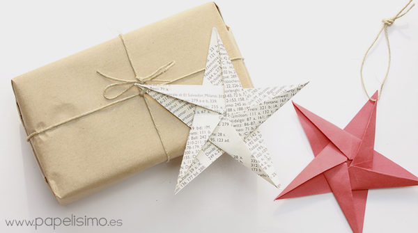 geschenk tag zelf ambachtelijke kerst poins origami Kerstmis