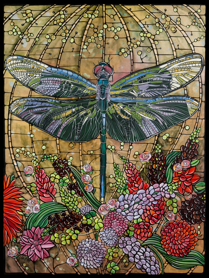 vitraliu de sticla pictate ferestre moderne de design dragonfly