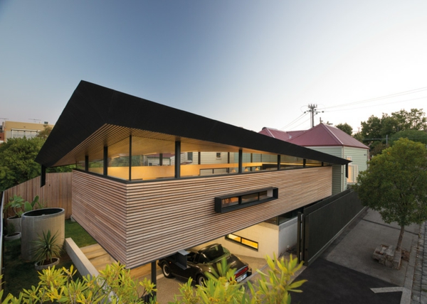 γυάλινη πρόσοψη στέγη σπίτι επέκταση μοντέρνα πρωτότυπο