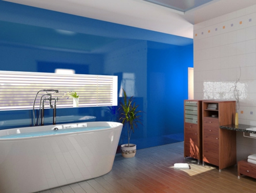 מראה אריח זכוכית כחול אמבטיה אמבטיה רעיון