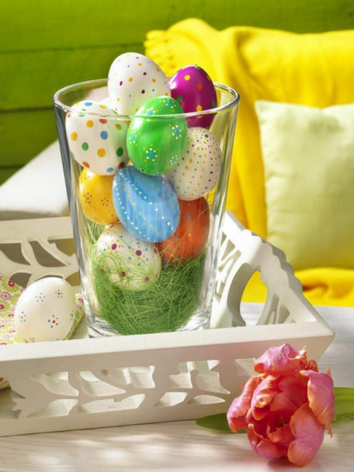 skleněná tráva velikonoční vejce chladné dekorace nápady Velikonoce 2014