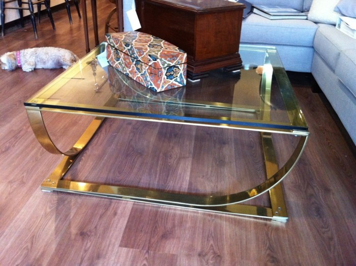 玻璃桌子家具想法家庭想法装饰想法圆的黄铜