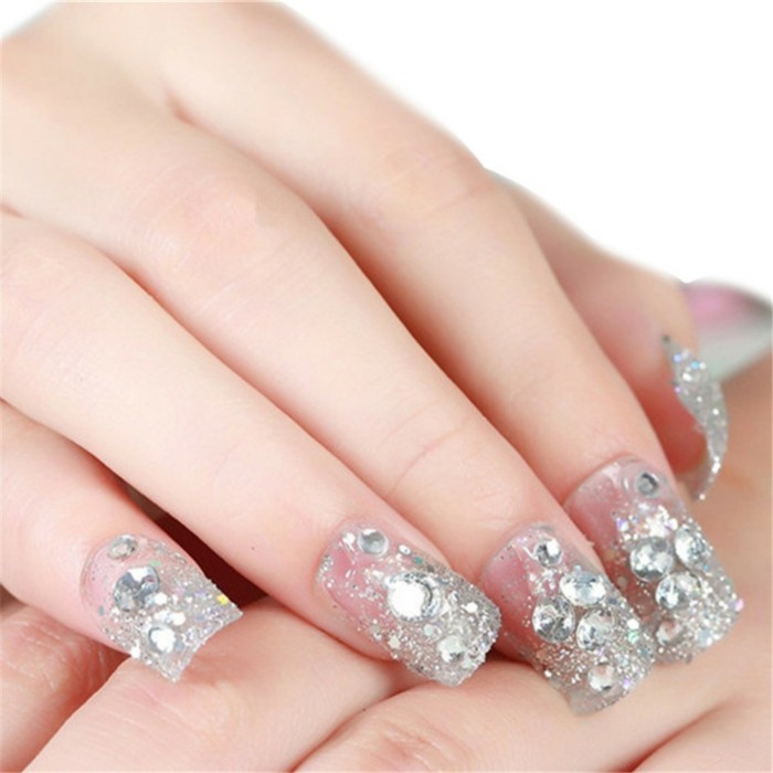 glinsterende stenen ideeën voor bruiloft nagels gel nagels