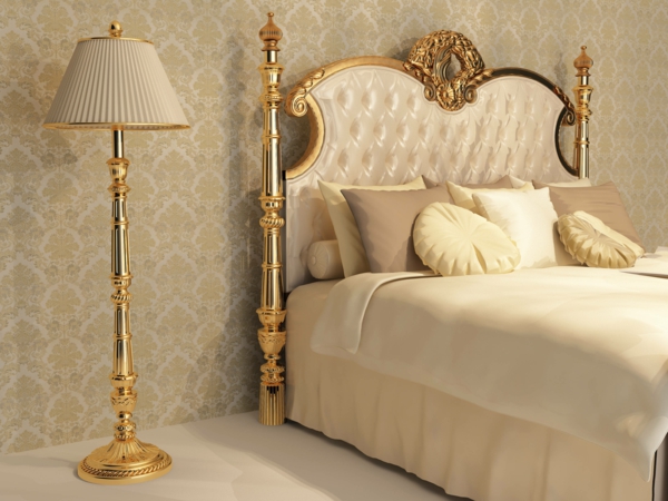 brillo dorado en el dormitorio barroco