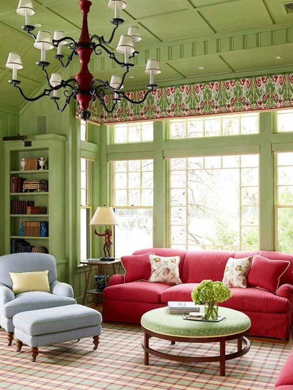 ירוק חדר המגורים ערכת שולחן עגול