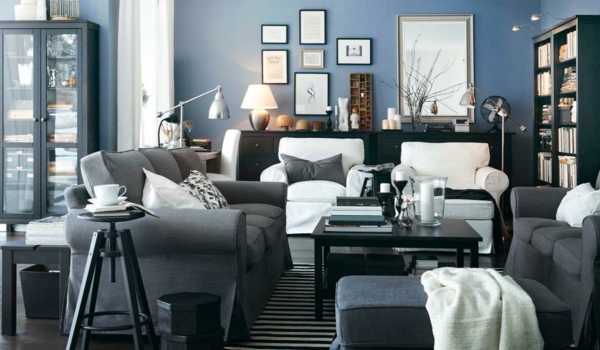 pintura de la pared azul gris paloma azul esquema de colores ideas sala de estar